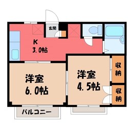 宇都宮駅 バス20分  中御幸町下車：停歩8分 2階の物件間取画像